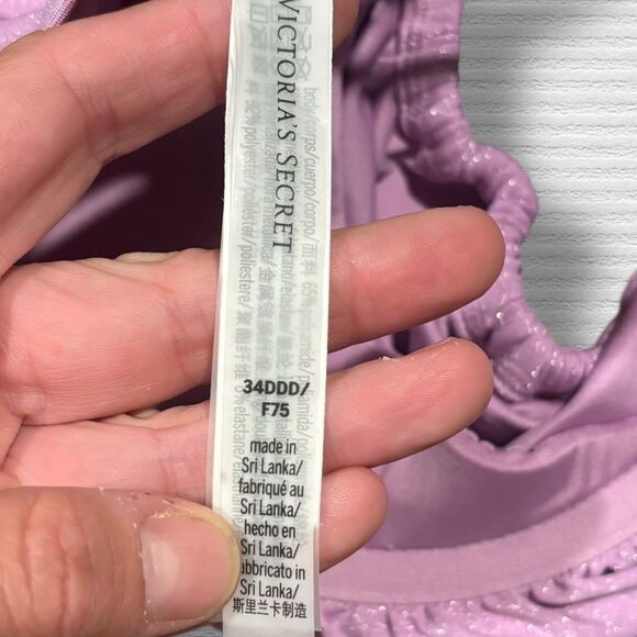 Victoria’s Secret Shimmer Lilac Ruched Swim Bikini Top 34DDD (34F) NWT - Picture 4 of 6